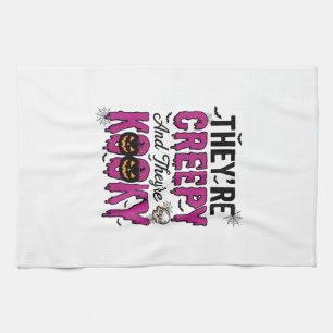 Halloween Quote Creepy Kooky Spooky Vintage_1 Tea Towel