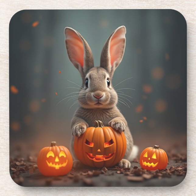 Halloween Rabbit Hard plastic coaster (Front)