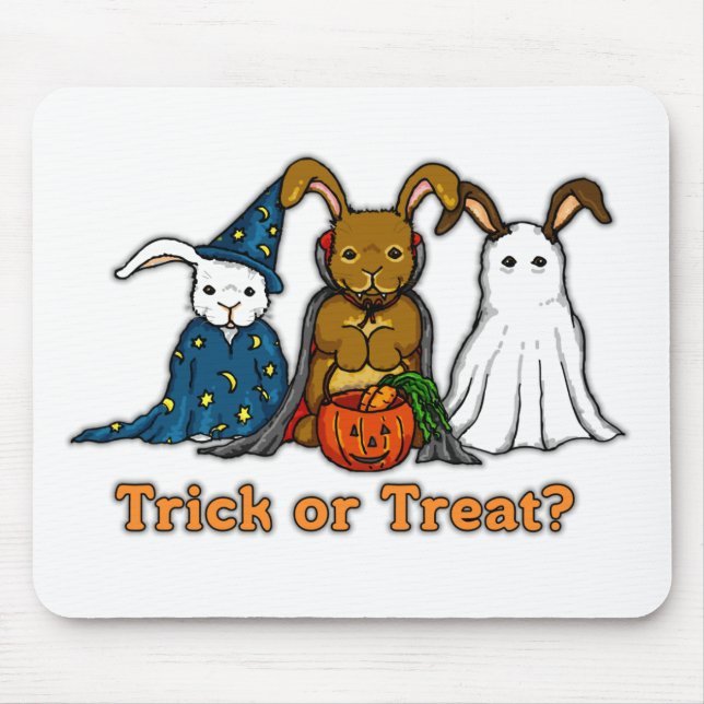 Halloween Rabbits Trick or Treating Mouse Mat (Front)