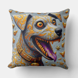 HALLOWEEN ~ RABID DOG~ Flying pumpkins ~ Cushion