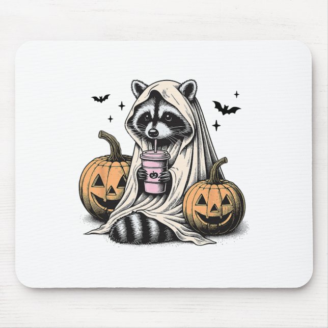 Halloween Racoon Ghost  Mouse Mat (Front)