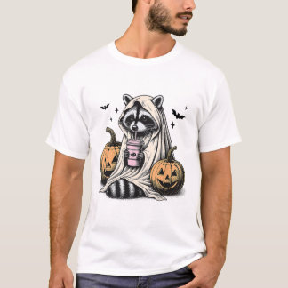 Halloween Racoon Ghost  T-Shirt