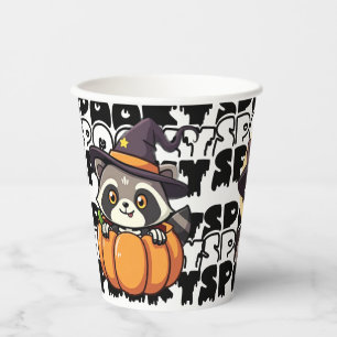 Halloween Racoon Pumpkins Spooky Paper Cups