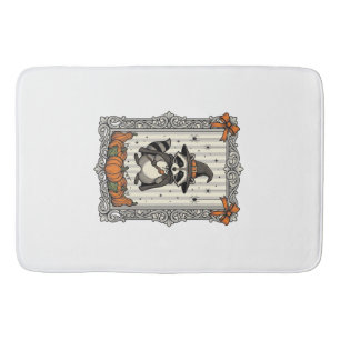 Halloween Racoon Witch Pumpkin Vintage Cute_1 Bath Mat