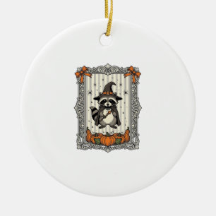 Halloween Racoon Witch Pumpkin Vintage Cute_1 Ceramic Tree Decoration