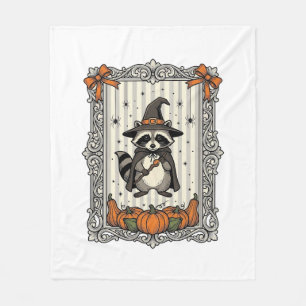 Halloween Racoon Witch Pumpkin Vintage Cute_1 Fleece Blanket
