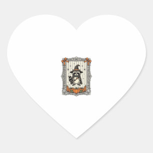 Halloween Racoon Witch Pumpkin Vintage Cute_1 Heart Sticker