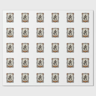 Halloween Racoon Witch Pumpkin Vintage Cute_1 Wrapping Paper