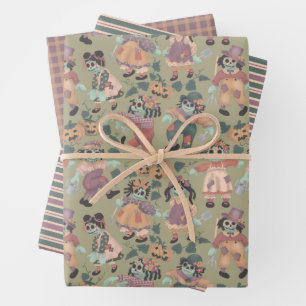 Halloween Rag Doll Zombies wrapping paper (2)