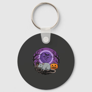 Halloween Rat Moonlit Pumpkin Vector Design Key Ring