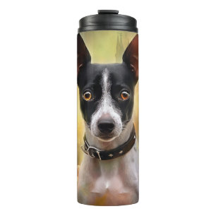 Halloween Rat Terrier With Pumpkins Scary Thermal Tumbler