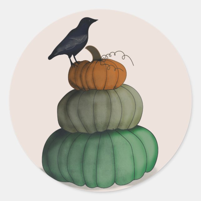 Halloween Raven Crow Classic Round Sticker (Front)
