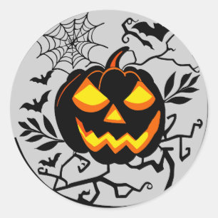 Halloween Raven Crow Pumpkin Bat Classic Round Sticker