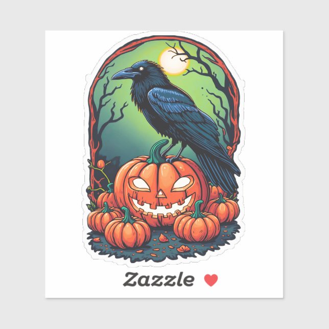 Halloween Raven in a Pumpkin Patch (Sheet)