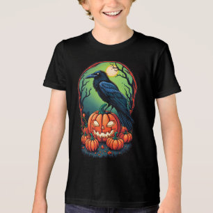 Halloween Raven in a Pumpkin Patch Tri-Blend Shirt
