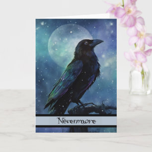 Halloween Raven Nevermore Edgar Allan Poe Moon Card