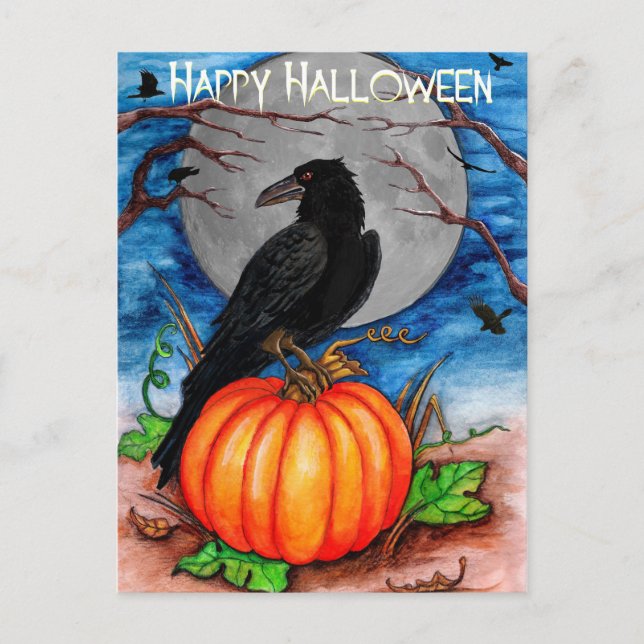 Halloween Raven Postcard (Front)