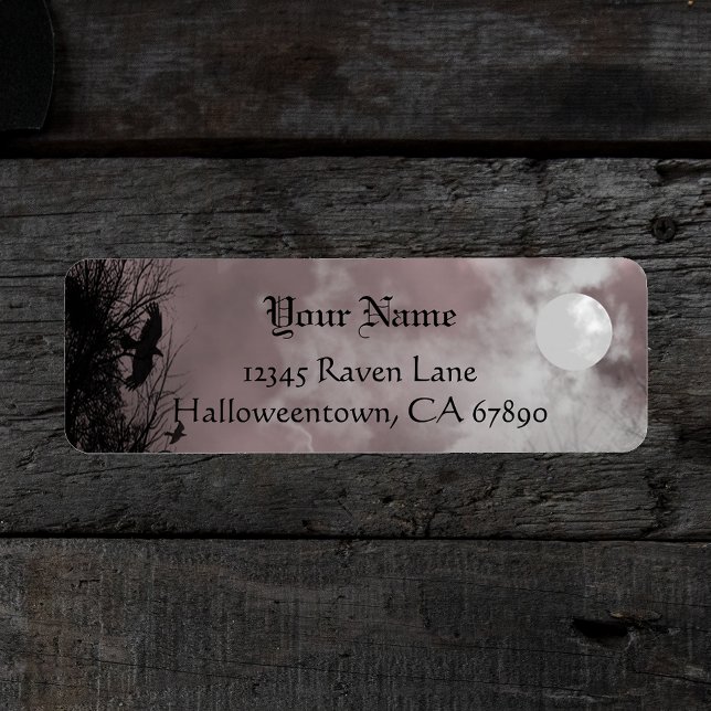 Halloween Raven Red Sky Custom Address Label (Creator Uploaded)