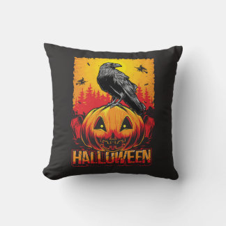 Halloween Raven-themed pillow