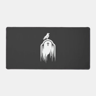 Halloween Raven Tombstone Silhouette Design Desk Mat