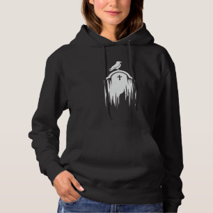 Halloween Raven Tombstone Silhouette Design Hoodie