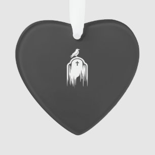 Halloween Raven Tombstone Silhouette Design Ornament