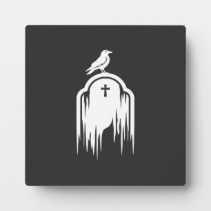Halloween Raven Tombstone Silhouette Design Plaque