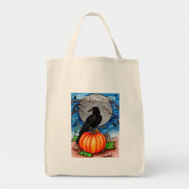 Halloween Raven Tote Bag (Front)