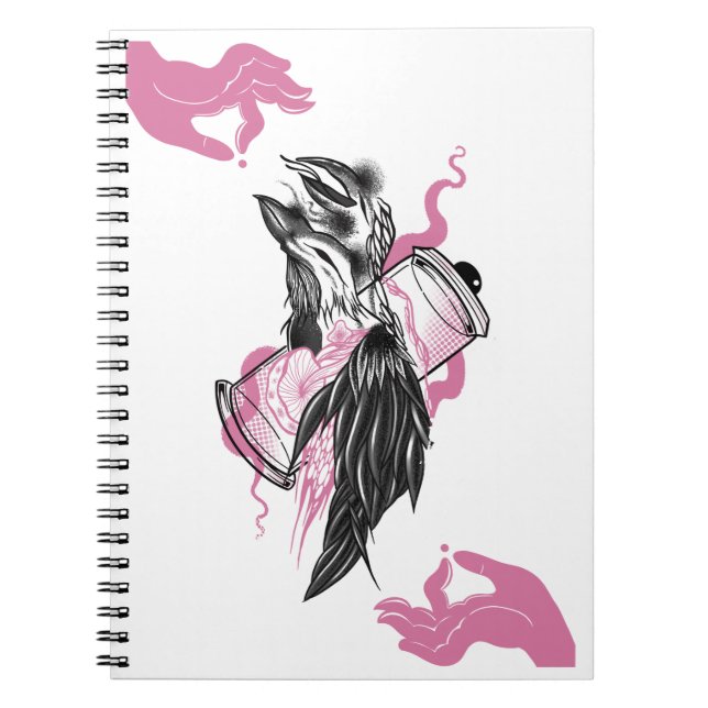Halloween Raven with Lotus Hands Art Spiral Notebo Notebook (Front)
