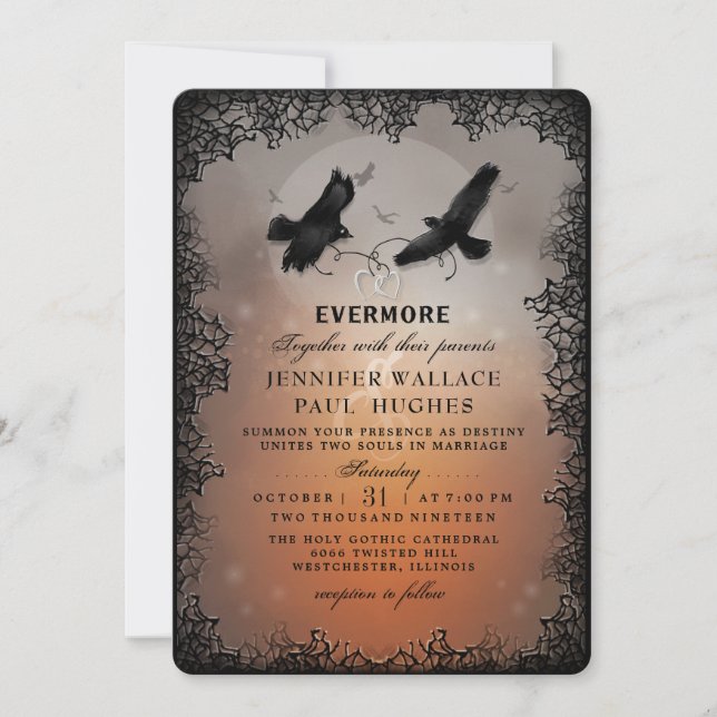 Halloween Ravens and Hearts CUSTOM EDITABLE Invitation (Front)