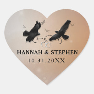 Halloween Ravens with Hearts Wedding Heart Heart Sticker
