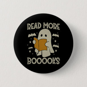 Halloween Read More Books Funny Ghost Reading Book 6 Cm Round Badge