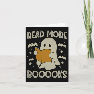 Halloween Read More Books Funny Ghost Reading Book Card