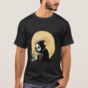 Halloween Reaper Cat Full Moon Gothic Cute Funny T-Shirt