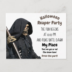 Halloween Reaper Party Postcard