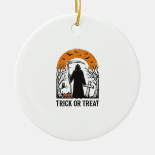 Halloween Reaper Trick Or Treat Vintage Spooky_1 Ceramic Tree Decoration