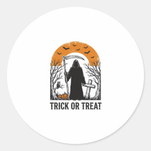 Halloween Reaper Trick Or Treat Vintage Spooky_1 Classic Round Sticker