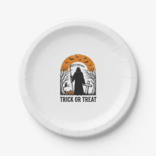 Halloween Reaper Trick Or Treat Vintage Spooky_1 Paper Plate