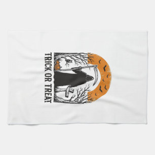 Halloween Reaper Trick Or Treat Vintage Spooky_1 Tea Towel