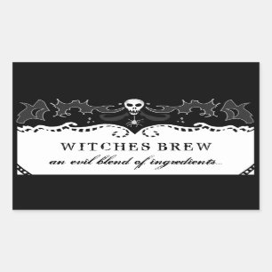 Halloween Rectangle Black & White Label - Large