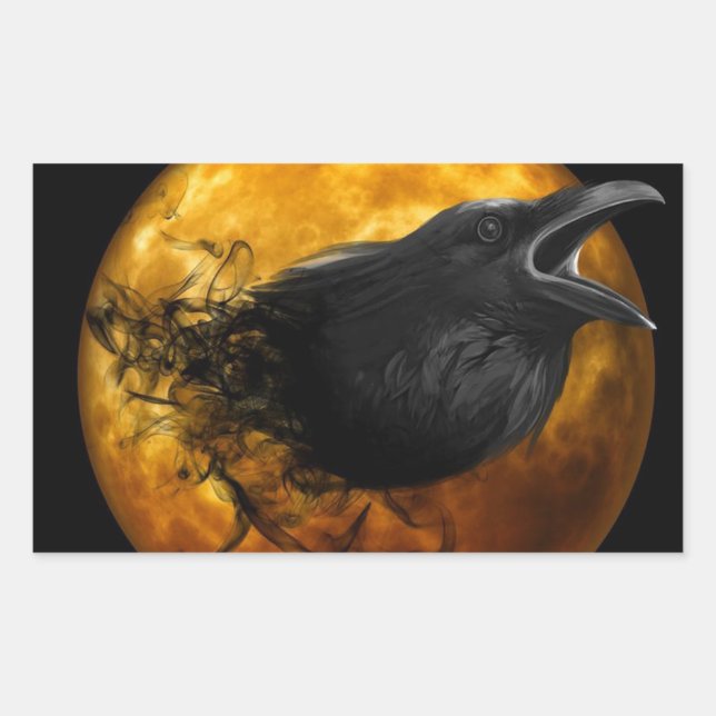 Halloween Rectangle Stickers/Crow and Moon Rectangular Sticker (Front)