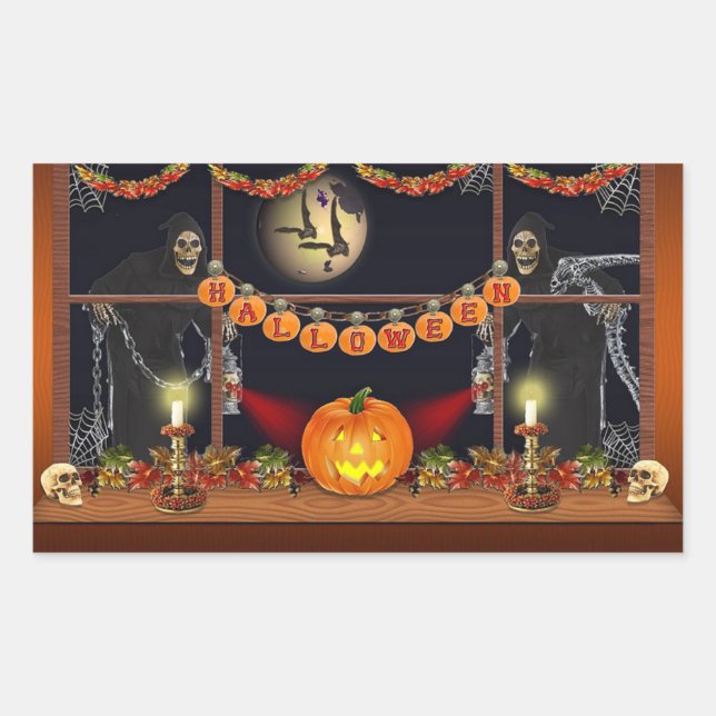 Halloween Rectangular Sticker (Front)