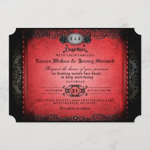 Halloween Red & Black Gothic Together With Wedding Invitation
