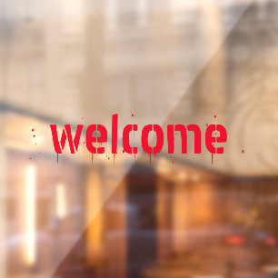 Halloween red bloody welcome custom text window cling
