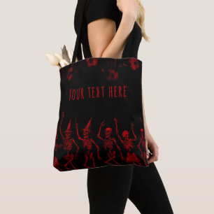 Halloween Red Dancing Skeletons Tote Bag