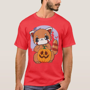 Halloween Red Panda Witch Cute Chibi Bear Wicca An T-Shirt