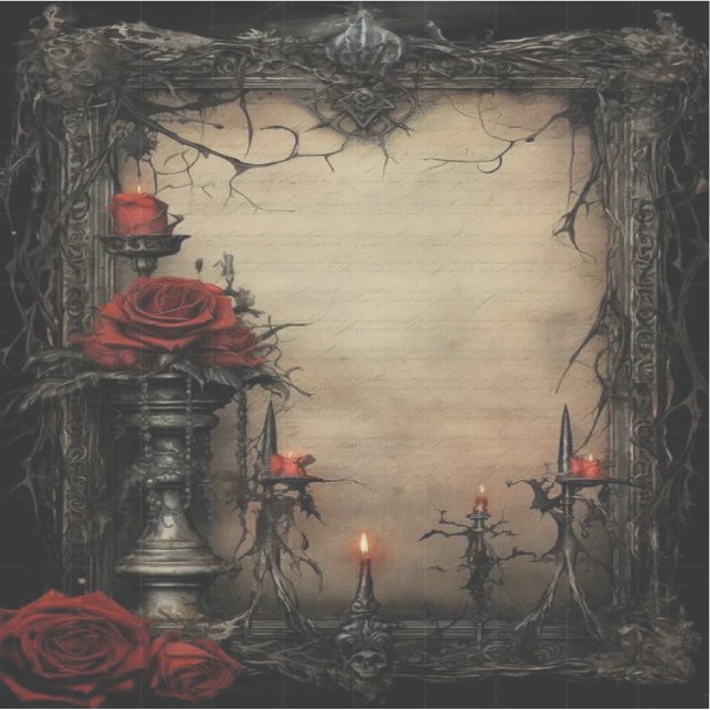 Halloween red rose with candles (Front)