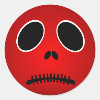 Halloween Red Scary Sad Face Stickers