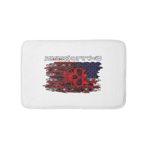 Halloween Red Skull American Flag Spider Webs Bats Bath Mat