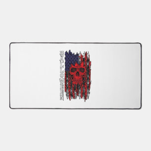 Halloween Red Skull American Flag Spider Webs Bats Desk Mat